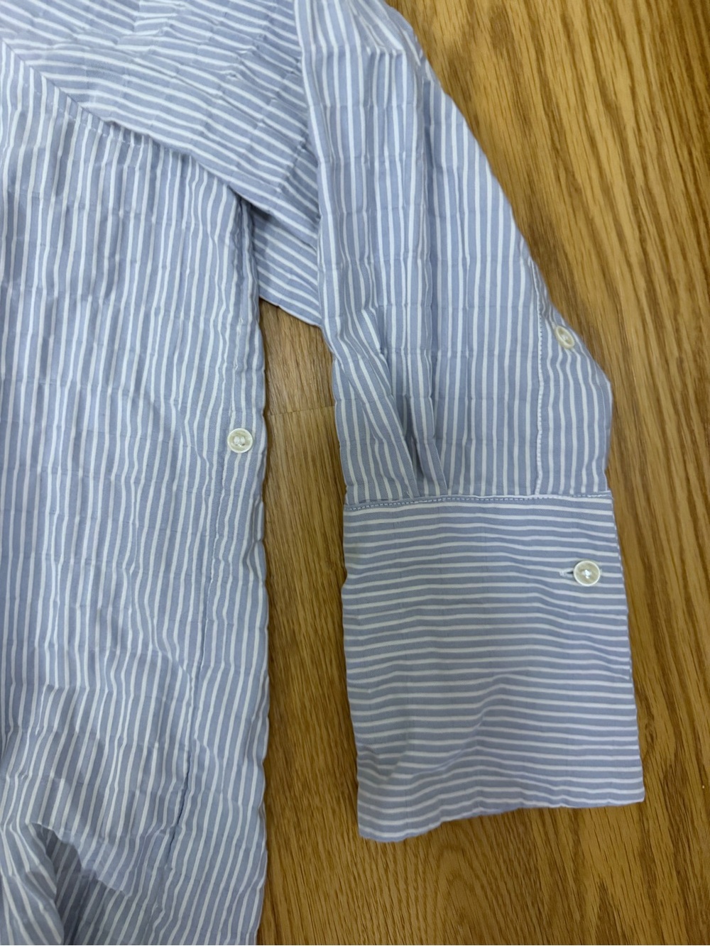 Aligne Hakeem Wrap Shirt in Blue and White Stripe - Picture 6 of 7